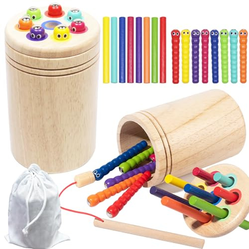 JOKILY Montessori Spielzeug, 3-in-1 Buntes Montessori-Holzspielzeug, Spielzeug zum Farben Lernen, Farbe Form Sortierspiel, Sensorik Spielzeug, Motorikspielzeug, Farbe Sortierspiel Motorikspielzeug