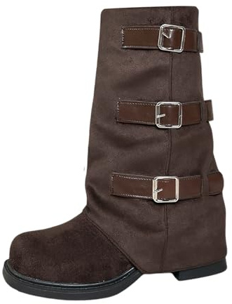 lozssnigzi Stivali Donna in Pelle Camoscio Invernali Stivaletti Con Tacco E Risvolto Stivali Bassi Boots Tinta Unita Stivaletto Scarpe Eleganti E Comodi, 36-43