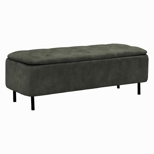 Riess Ambiente Extravagante Polsterbank EN Vogue - 120cm - grün - Samt mit Stauraum und schwarzen Metallbeinen