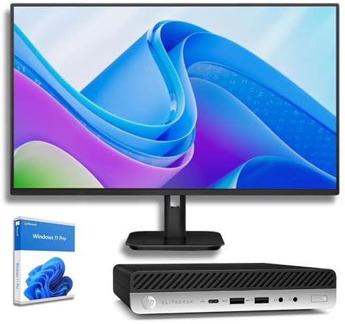 HP EliteDesk 800 G mini pc Intel i5 Business Office Multimedia Computer USB 3.0 | WLAN | Windows 11 Professional 64-Bit (800 G5 | 16GB RAM | 512GB SSD | Monitor 27)