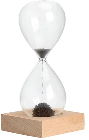 XRVRILE Sablier magnétique avec base en bois, décoration zen pour bureau, salon, design créatif de sable magnétique, idée cadeau pour se détendre et soulager le stress