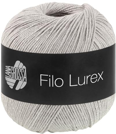LANA GROSSA Filo Lurex | Edles, fest verzwirntes Baumwollgarn mit dezentem Lurexschimmer | Handstrickgarn aus 94% Baumwolle und 6% Polyester | 50g Wolle, Stricken & Häkeln | 145m FB 14