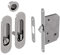 WC Hakenschloss Set für Schiebetüren, ovale Türrosette mit Griffmulde, Badezimmerschloss, Einsteckschloss, Nickel gebürstet