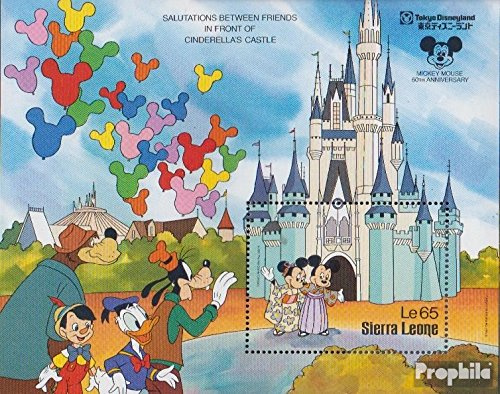 Prophila Collection Sierra Leone Block72 (kompl.Ausg.) postfrisch ** MNH 1987 60 Jahre Mickey Maus (Briefmarken für Sammler) Comics