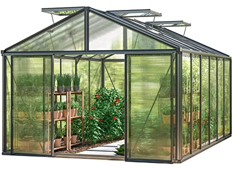 GFP Gewächshaus Asteria 24 Light 311x460 cm - 12 mm Doppelstegplatten - Farbe Anthrazit