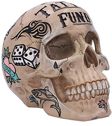 Nemesis Now Tribal Tattoo Fund Skull Ornament, Polyresin, Bone, One Size