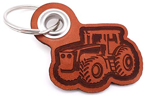 Samunshi® Leder Schlüsselanhänger mit Gravur Trecker Geschenke Made in Germany 6,5x5,8cm cognac braun/graviert