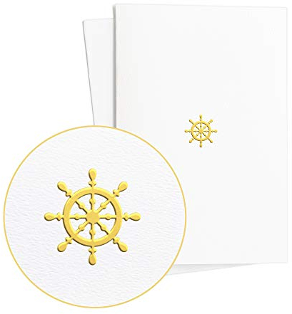 Diese-Klappkarten Reisegutschein|Hochwertiges Geschenk oder Gutschein zu Geburtstag Hochzeit Hochzeitstag|Abschiedskarte Rente|Steuerrad in Goldprägung auf tollem Papier|E29