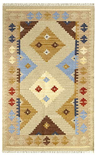 HAMID - Alfombra Kilim Lori con Diseño Moderno - 100% Lana - Alfombra Tejida a Mano - Alfombra de Pasillo, Salón, Dormitorio, Sala de Estar, Entrada (D.2, 170x110 cm)…