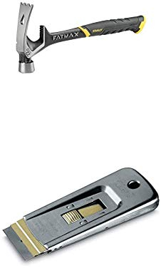 Stanley FMHT51367-2 FatMax Demontage Hammer (620g, abgeschrägter Nagelschlitz, große Schlagoberfläche) + Stanley Professioneller Glasschaber