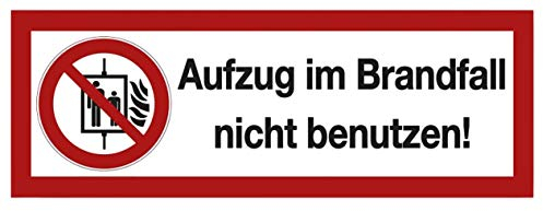 Warnaufkleber Aufzug im Brandfall nicht benutzen Warnhinweis Schild Folie 21x7,4cm Made in Germany