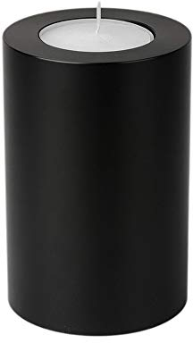 Sin! Teelichthalter Trend schwarz - ∅ 8 cm - Höhe 18 cm, Dauerkerze mit Teelicht in Kerzenform - Teelichtkerze in Kerzenoptik - Kunststoffkerze mit Teelichteinsatz