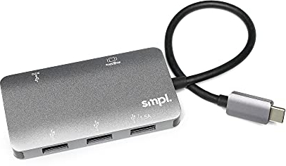 Smpl 5 in 1 USB-C Hub, Thunderbolt 3 Hub zu 4K HDMI-Adapter, 3 x USB 3.0, 100W PD Ladegerät, Kompatibel mit MacBook Pro, Air