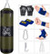Sfeexun Boxsack Hängend Sandsack Boxen, 100cm Boxsack Kinder Boxsack Set Erwachsene Jugendliche Grün Box Sack Punching Bag mit Handschuhen, Kette, Deckenhaken für Muay Thai MMA UFC (Nicht Gefüllt)