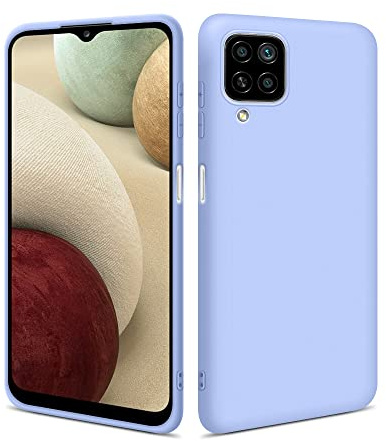 HSP Hülle für Samsung Galaxy A12 / M12, Silikon Handyhülle, Case, Hellblau | Kameraschutz, matt, passgenaue Aussparungen, erhöhte Ränder, Handy Schutzhülle, Silikonhülle, Phone Cover, Silicone