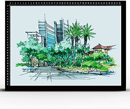 Light Box Pad Tischplatte Zum Zeichnen Malen Verfolgung LED Helle Ultradünne Tragbare LED-Spuren Stufenlos Dimmen Magnetische Hochtransparente Acrylplatte Tracer Mit Lineal Leuchttisch,Schwarz,A3