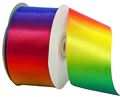 22mx 50mm Regenbogen Gradient Farben Satinband Schleifenband Satin Geschenkband Dekoband Nähband Bastelband Zierband für Weihnachten Hochzeit Valentinstag Deko Haarzöpfe Party Geburtstag,Regenbogen #1