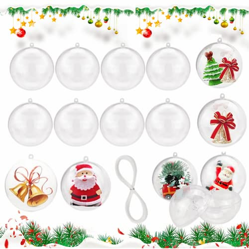 JUNMEIDO 30 STK Weihnachtskugeln Transparent Weihnachtsbaumkugeln zum Befüllen Christbaumkugeln Kunststoff Kugeln Befüllbar Acrylkugeln 4cm Plastikkugeln Christbaum Bastelkugeln Dekokugel