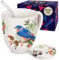 YC YANG CHAI Große Teetasse 900ml - XXL Tasse Groß - Stilvolles Jumbotasse Geschenkset mit edlem Zubehör - Vielseitige Riesentasse für Tee, Kaffee, Cappuccino, Latte, Müsli - YC Suni Birds