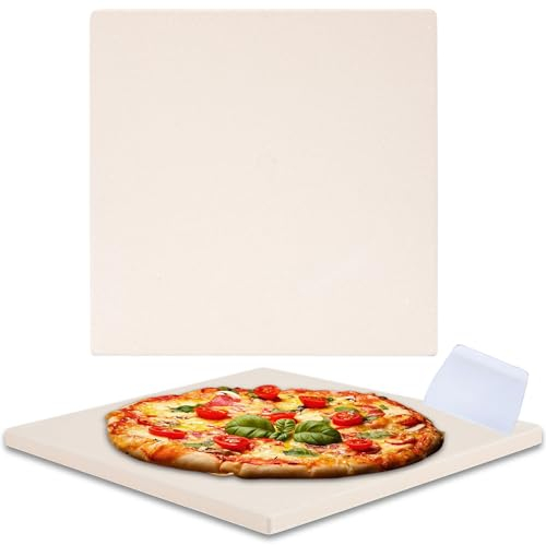Waykea 26.5x25.5x1.2cm Pizza Stone for Toaster Oven | Rectangular Cordierite Grilling Stone Bread Baking Stone for Grill, Oven