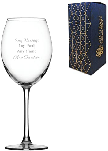 Personalised Engraved Any Message Enoteca Red Wine Glass, 19oz/560ml Wine, Thoughtful Customised Gift, Laser Engraved in The UK, Dishwasher Safe Clear Glass, Dishwasher Safe
