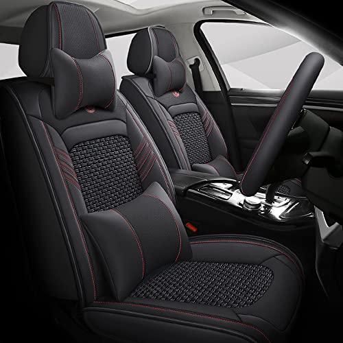 Ruberpig Autositzbezüge Für Skoda Fabia 2007-2024 5-Sitzer kompletter Satz Sitzkissen Allwetter Autoteile Interieur (Schwarz,5 Sitzbezüge & Kopfstütze)