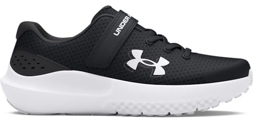Under Armour UA BPS Surge 4 AC Chaussures de sport pour garçons, baskets légères et confortables, noir/gris anthracite/blanc , 33 EU