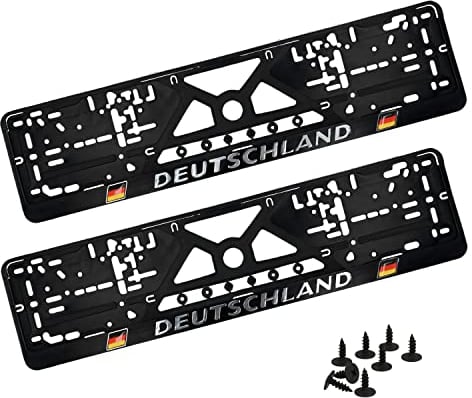 Kennzeichenhalter, Nummernschildhalter Autokennzeichen Halter für KFZ-Kennzeichen kennzeichenhalterung mit Klicksystem - Inkl. 8 Schrauben 8 Vibrationsdämpfer - Einfache & stabil - 2er Set, 52 x 10 cm