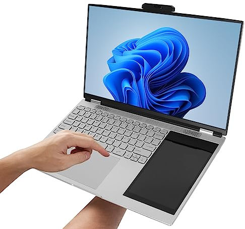Laptop a Doppio Schermo per Win11, Laptop Aziendale a Doppio Schermo da 15,6 Pollici 1920x1080 con Touchscreen TP da 7 Pollici, Tastiera RGB, Notebook con Impronte Digitali da 16 (16GB+256GB Spina UE)