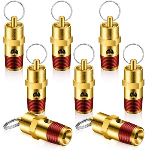 8 Pcs 1/4 Male NPT Safety Valve Pressure Relief Valve Air Compressor Check Valve (200 psi Set Pressure)