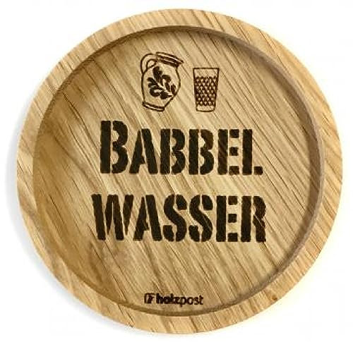 Holzpost - BD242 - Untersetzer aus Eiche - graviert und geölt - d=11,2cm, Babbelwasser, Innendurchmesser 10cm, Höhe 1,8cm