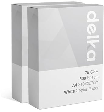 delka Multi-Purpose A4 Printer Paper, 75gsm A4 Paper, 2 Ream, 1000 Sheets, White