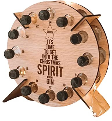 TYTOGE Christmas Advent Calendar Countdown 24 Wooden Christmas Tree Mini Alcohol Holder Wine Bottle Stand Decoration Gifts (C)