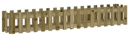 vidaXL Hochbeet, Pflanzkasten mit Lattenzaun-Design, Frühbeet Pflanzbeet für Garten Terrasse, Gemüsebeet Blumenkasten, 200x30x30 cm Kiefernholz Imprägniert