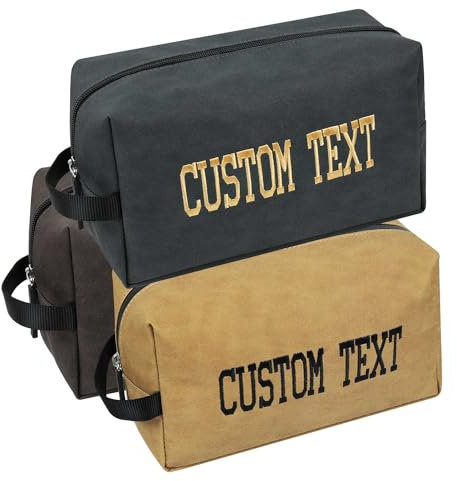Sac de Toilette personnalisé pour Homme - Sac de Voyage imperméable personnalisé, Accessoires de Toilette avec Texte brodé Sac de Toilette léger