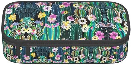 ESASAM Cactus Print Stylish Pencil Case - Oxford Fabric, Spacious, and Durable Design for Organized Storage