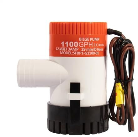 TYZK Pompe de cale 12V24v, Pompe Submersible, Pompe de croisière, Petite Pompe à Batterie Miniature (Color : 1100G 12V)