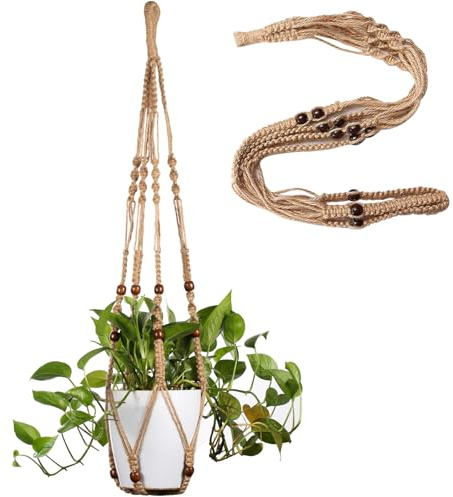 Macrame Plant Hanger Boho Style Plant Hangers Indoor Hanging Planters Baskets Wall Hanging Flower Pot Holder with Beads for Decor 35 Inch
