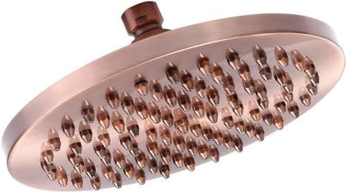 Cabezal de ducha vintage, cabezal de lluvia de baño de 8 pulgadas, rociador superior de manguera de cobre rojo, accesorio de baño