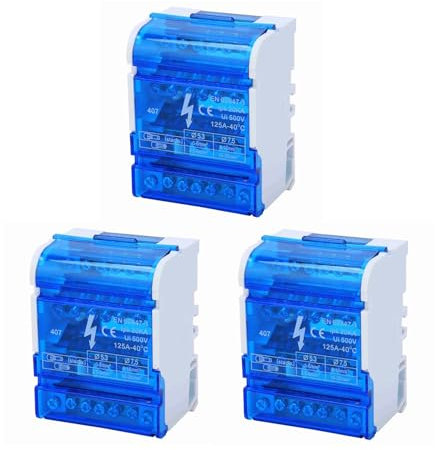 3 pièces Boîte de Distribution de Rail Din 125A/500V, 407 Boîte, 4 IN 24 OUT, Répartiteur Étagé Tétrapolaire, Boîte de Jonction à 4 Niveaux pour Génie Électrique