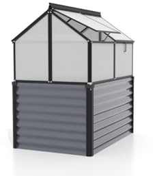 Hochbeet mit Frühbeet-Aufsatz, hochwertiges Treibhaus mit Hohlkammerplatten, Mini-Gewächshaus