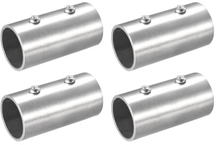 QUARKZMAN 4 Piezas de Conectores Rectos de Tubería, Conector de Tubo de Acero Inoxidable 202 de 2 Vías, Longitud de 40 mm, para Barandas de Pasamanos de 1 (25 mm) Od