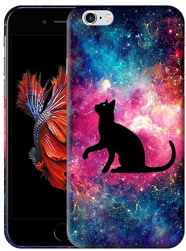 GlamCase for iPhone 6 / 6S, iPhone 6 / 6S Case - Cat Galaxy Space Stars Design Printed Slim Fit Cute Plastic Hard Snap on Protective Designer Back Phone Case/Cover for iPhone 6 / 6S