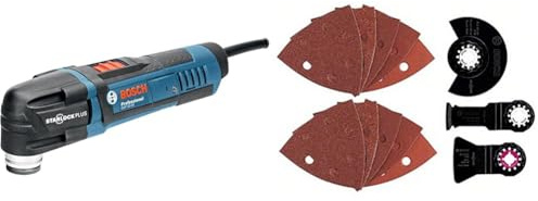 Bosch Professional GOP 30-28, 110V + 13tlg. Starlock Universal-Set (für Holz, Metall und Farbe, Sägen, Schleifen, und Schaben, Zubehör für Starlock Multifunktionswerkzeuge)