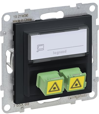 LEGRAND, SEANO SC/APC Monomode Glasfaser-Steckdose, 2 Glasfaserkabel, Duplex Adapter, Farbe: Anthrazit, 765489