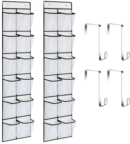 Organizador de Zapatos para Puerta,Zapatero colgante con 14 bolsillos,Zapatero colgante para colgar sobre puertas,armarios,zapatero(2 Piezas)