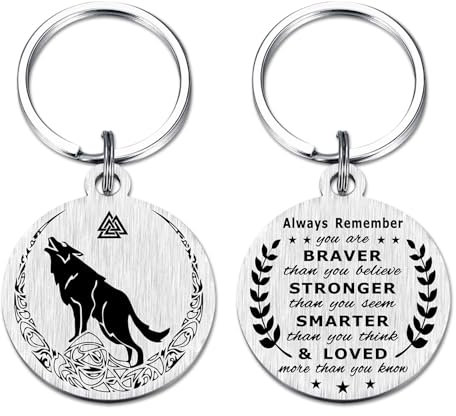 Richesele Cadeaux Viking pour homme – Porte-clés de protection avec amulette de runes celtiques – Mythologie nordique – Talisman de protection rune sûr – Cadeau de voyage, Porte-clés Loup Fenrir, S