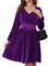 Zeagoo Robes pour Femme Élégantes en Velours à Manches Longues Robes De Cocktail Formelles Taille Haute Robes De Soirée Robes De NoëL Robes De Soirée Violet M