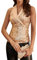 GRACE KARIN Damen-Pailletten-Top, V-Ausschnitt, Riemchen, funkelndes Camisole, glitzernd, ärmellos, Tanktops,Gold-Pailletten, XL