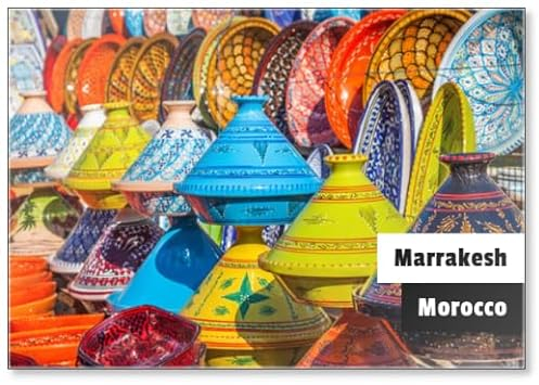 Imán para nevera, diseño de Tajines in The Market, Marrakech, Marruecos